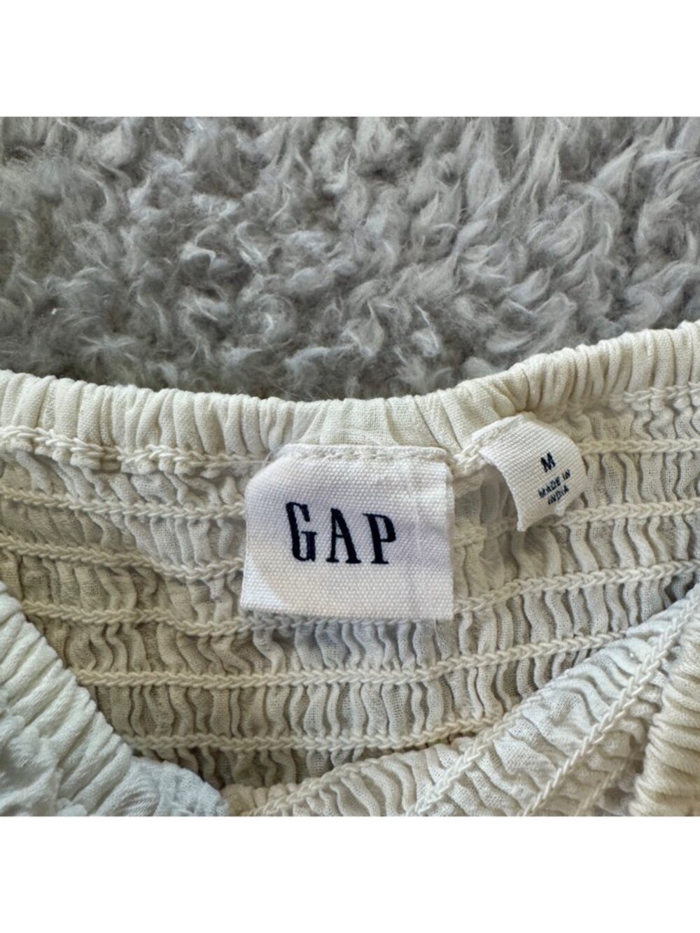 Gap White Tiered Midi Dress Puff Sleeves & Smocked Bodice Size Medium Lined - Picture 2 of 10